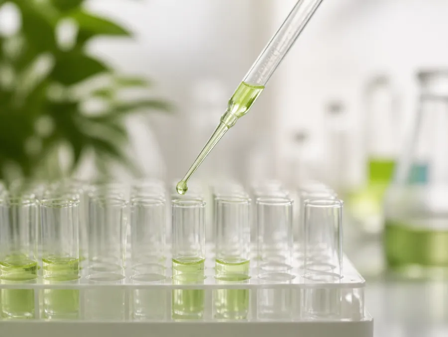 Laboranalyse mit Pipette und Probenröhrchen